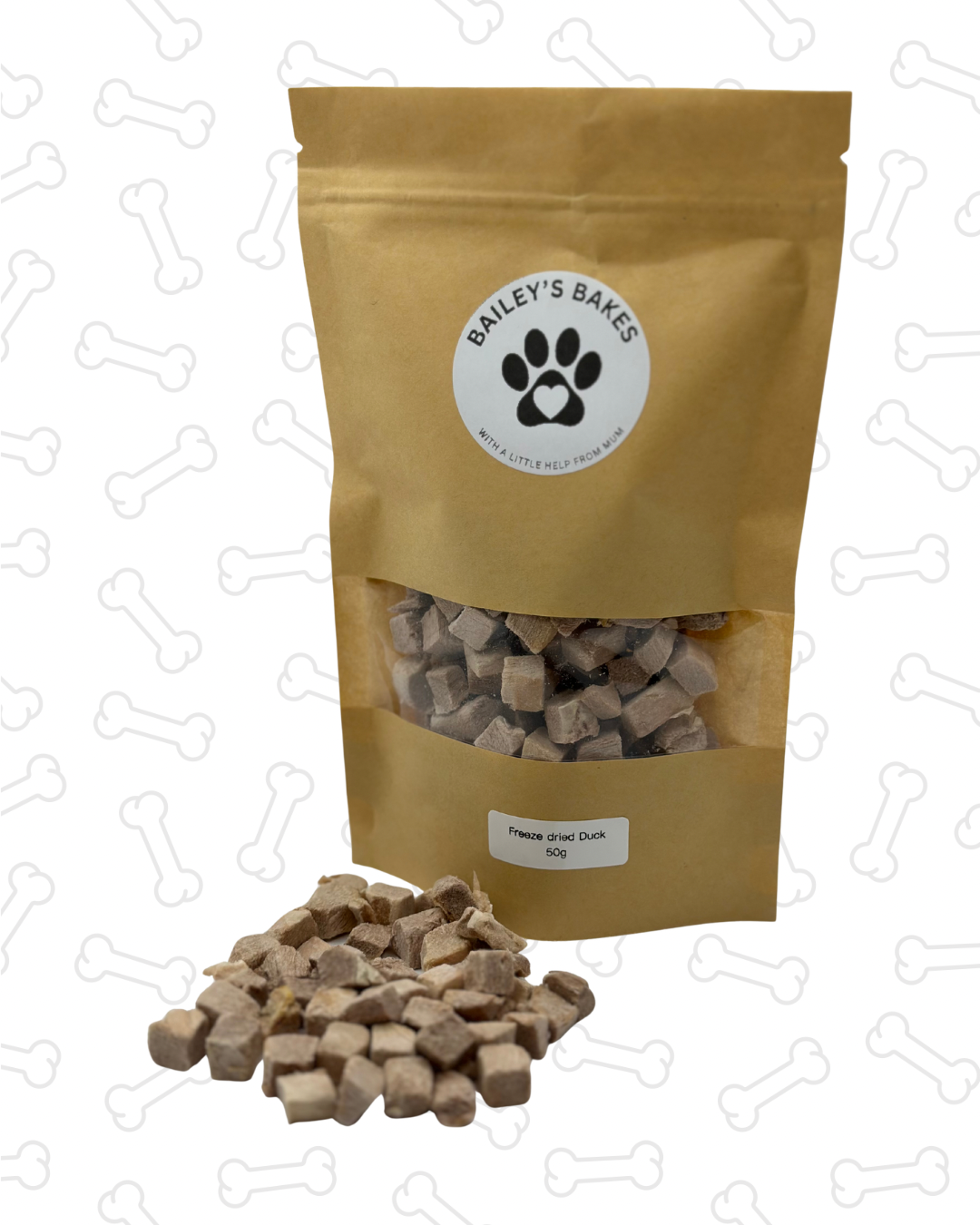 Freeze dried duck cubes