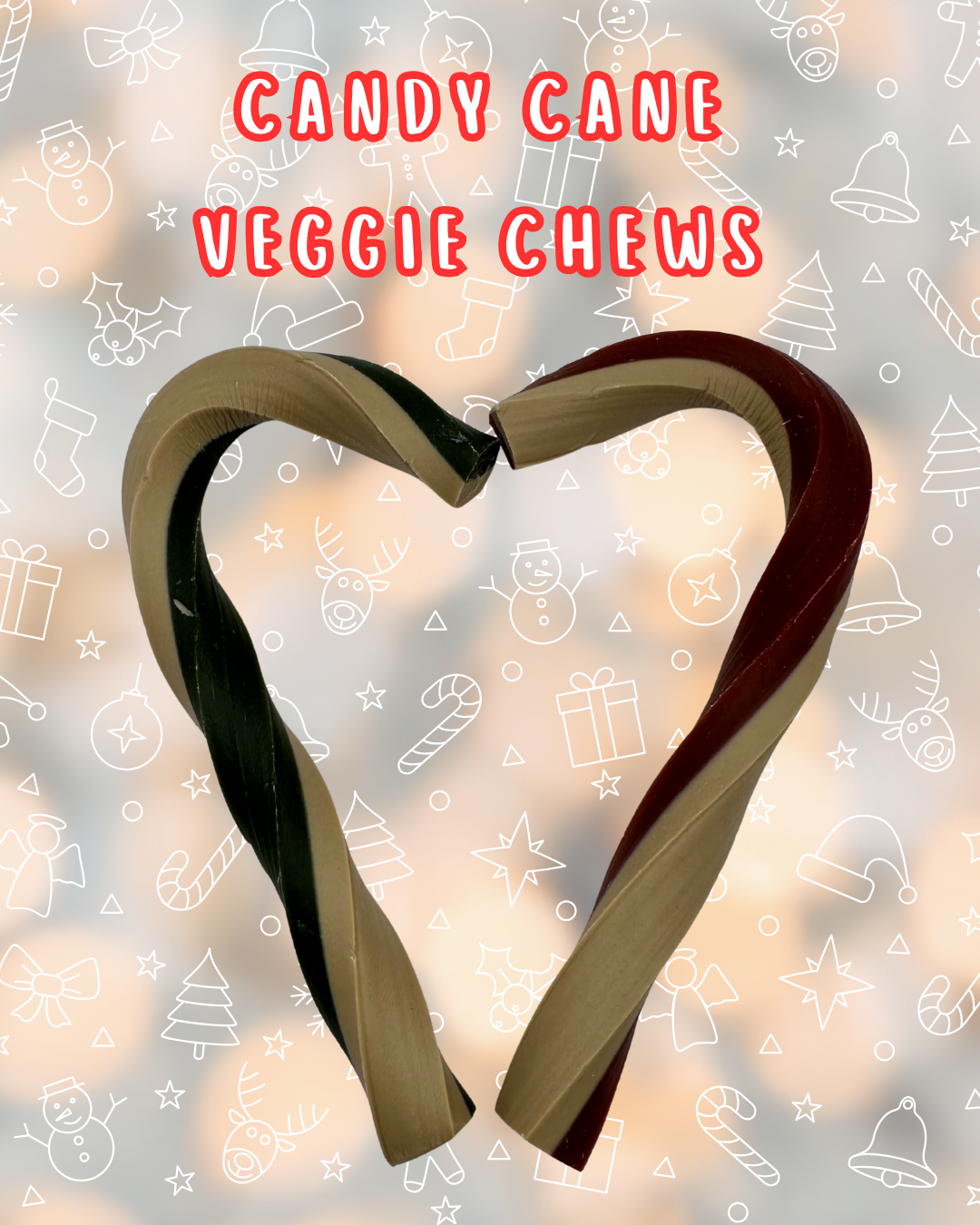 Candy cane veggie chew