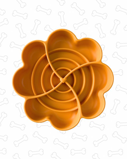 Yellow swirl enrichment bowl