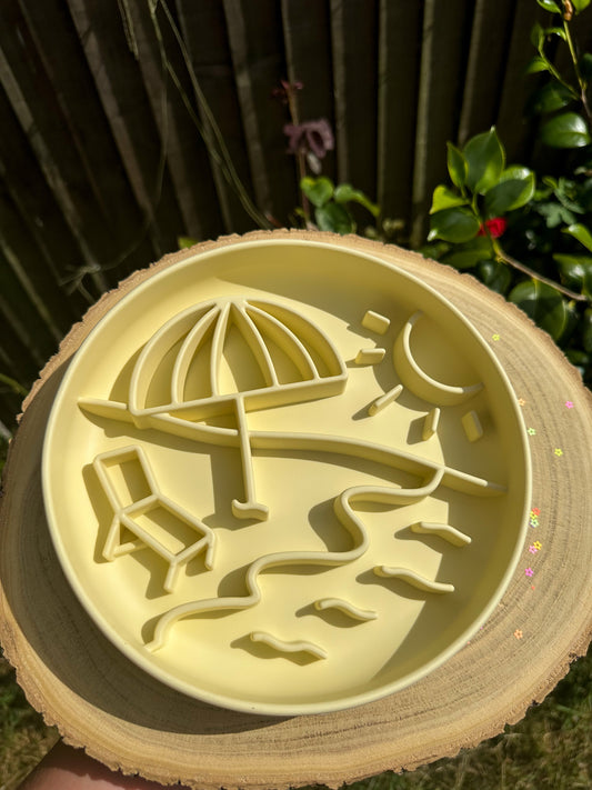 Yellow Seaside Snacker Slow Feeder Enrichment Bowl
